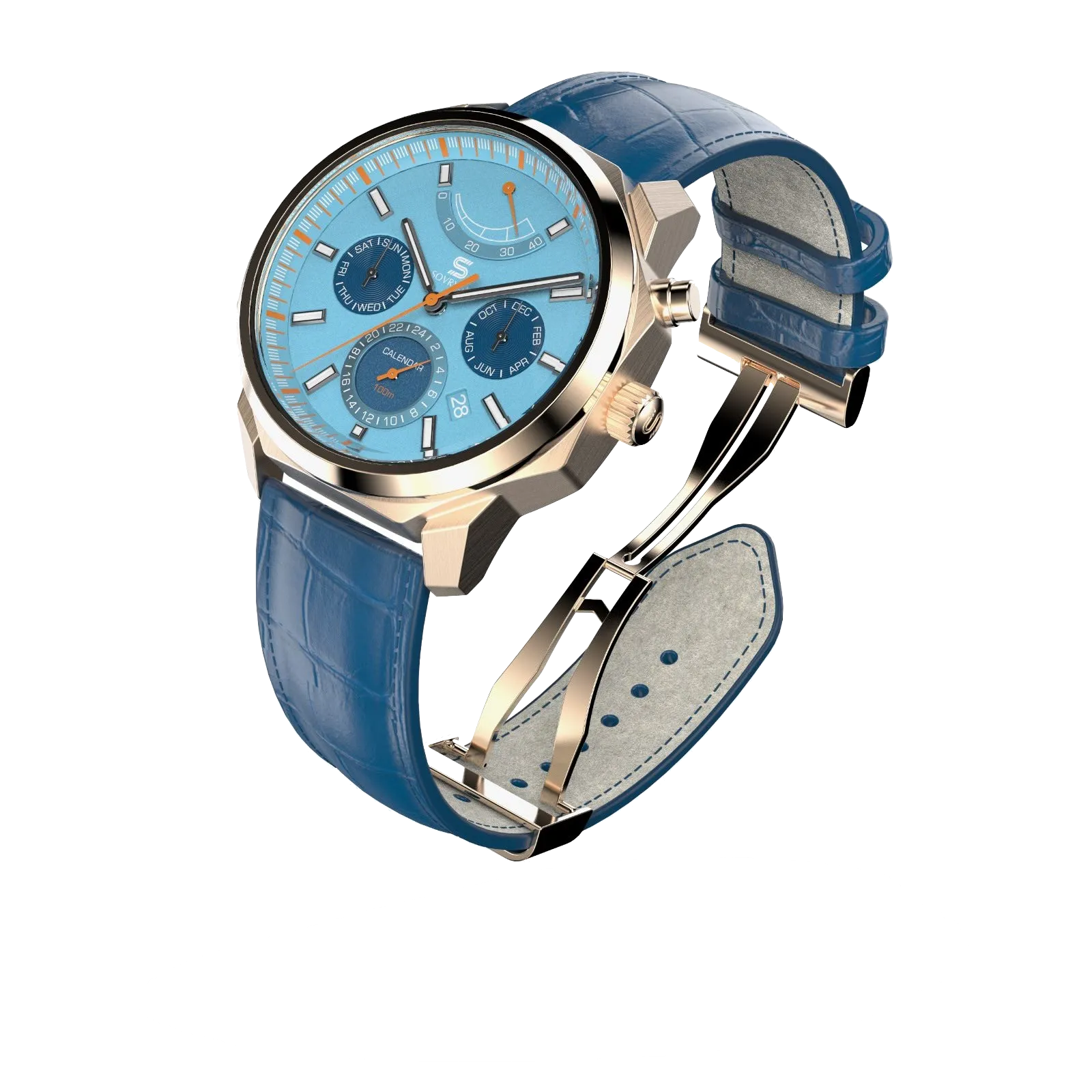 SOVRYGN Calendar Rose - Aqua Blue Watch