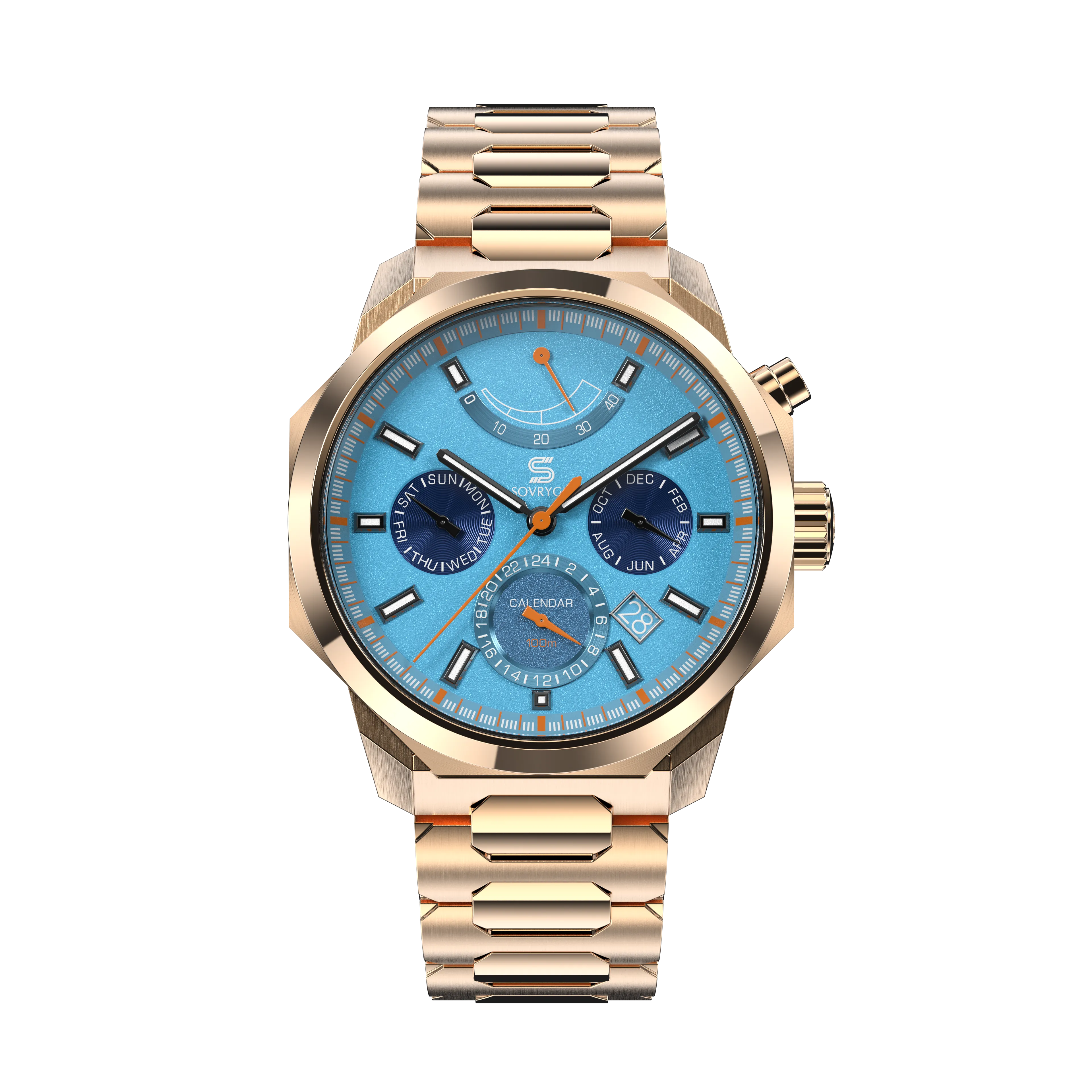 SOVRYGN Calendar Rose - Aqua Blue Watch