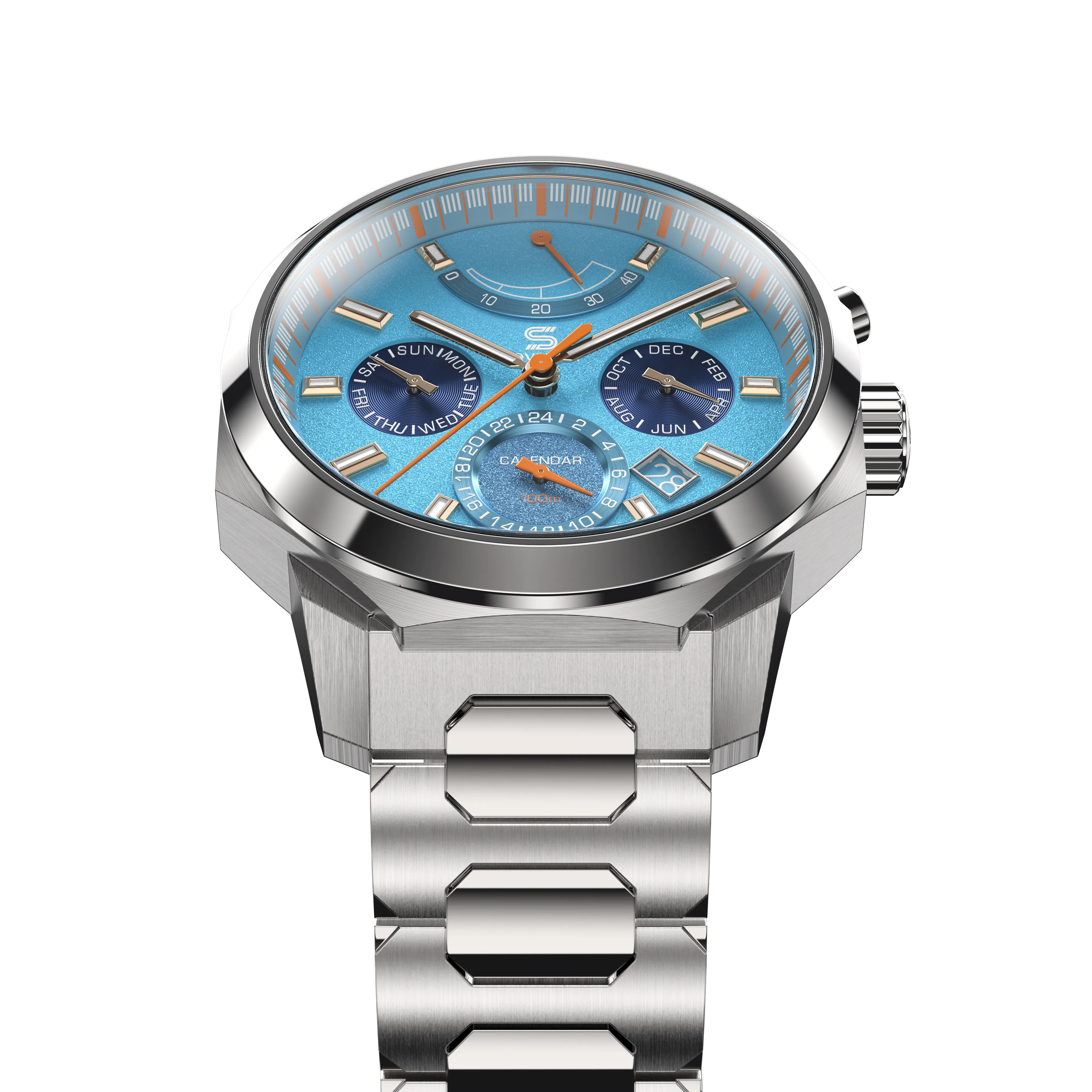 SOVRYGN Calendar Steel - Aqua Blue Watch