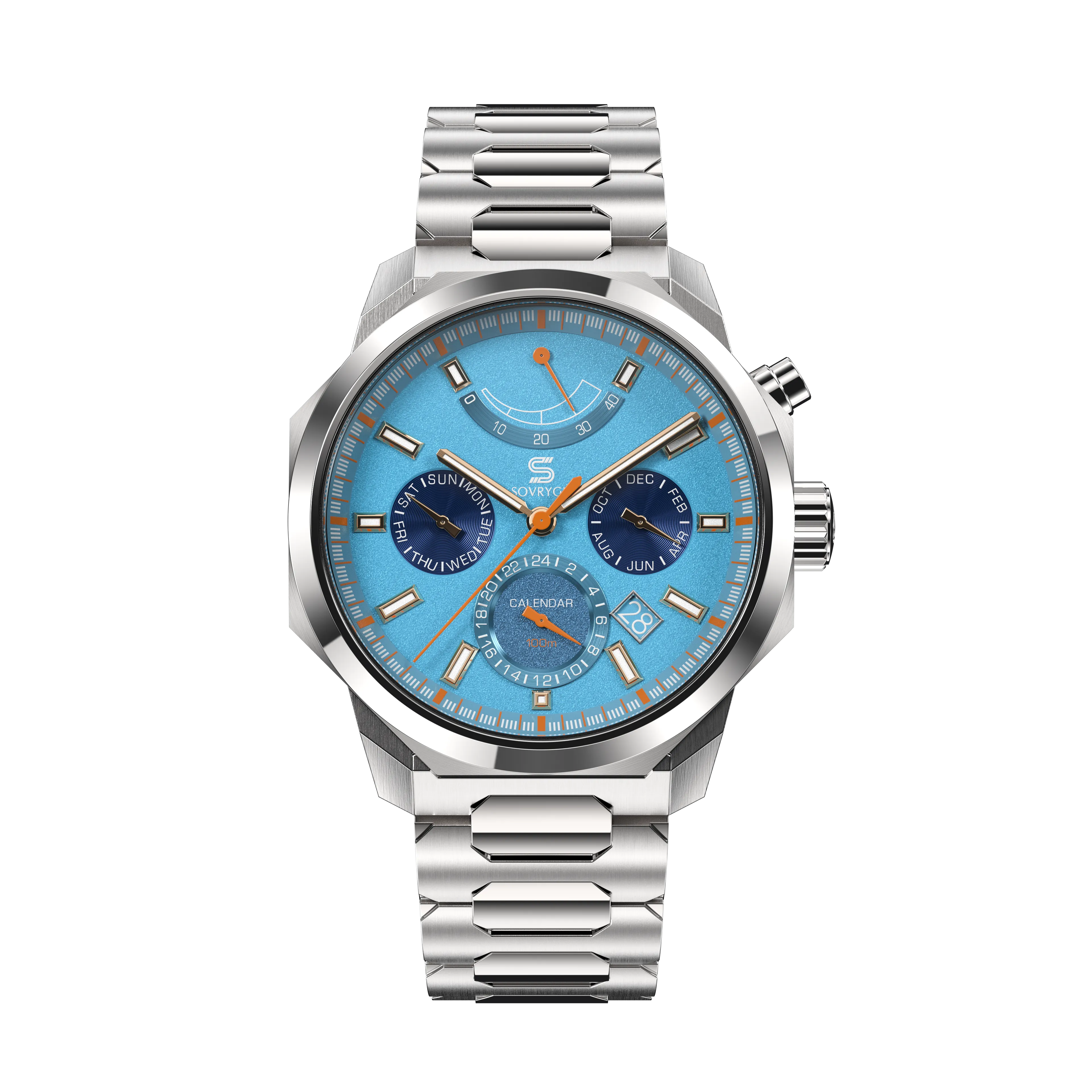 SOVRYGN Calendar Steel - Aqua Blue Watch