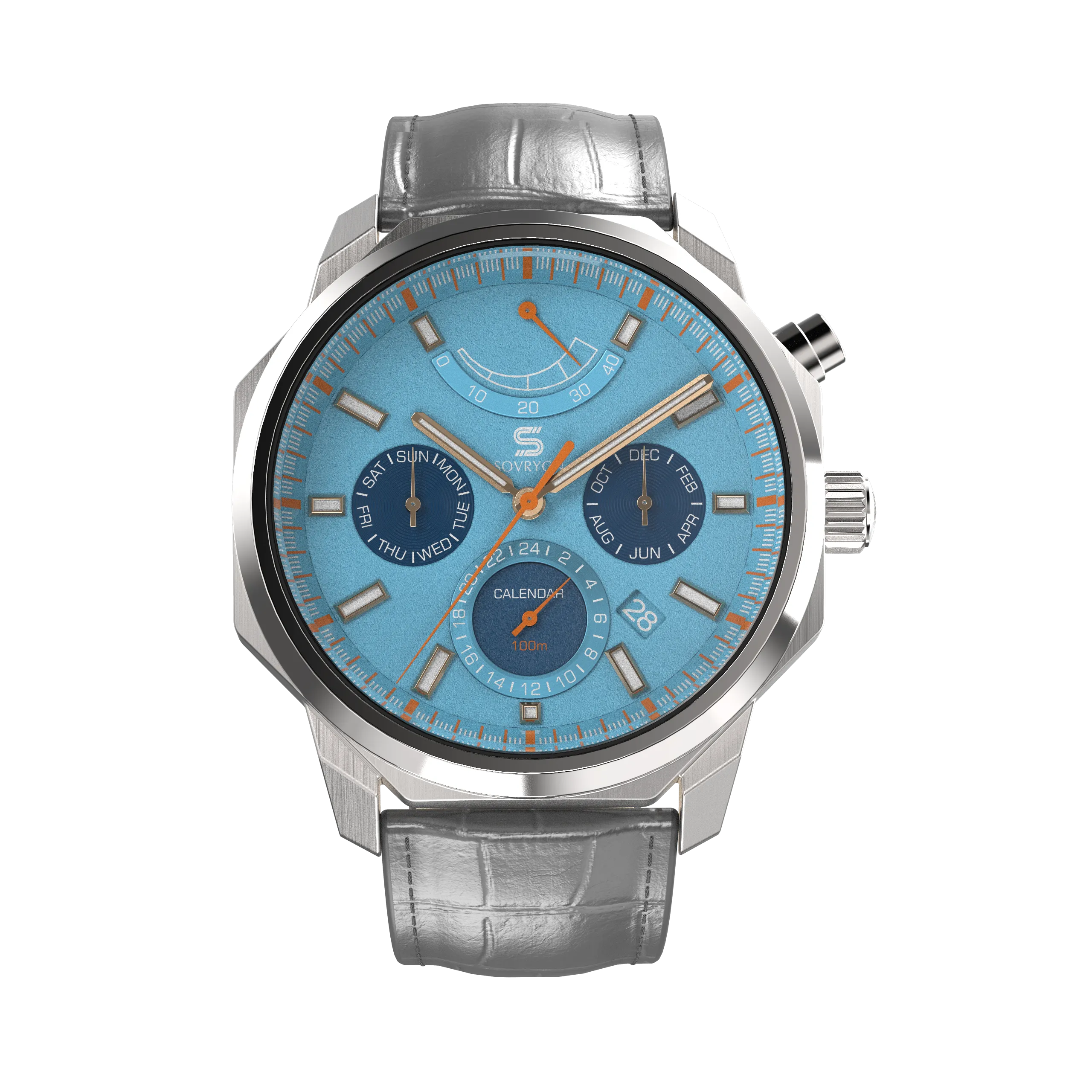 SOVRYGN Calendar Steel - Aqua Blue Watch