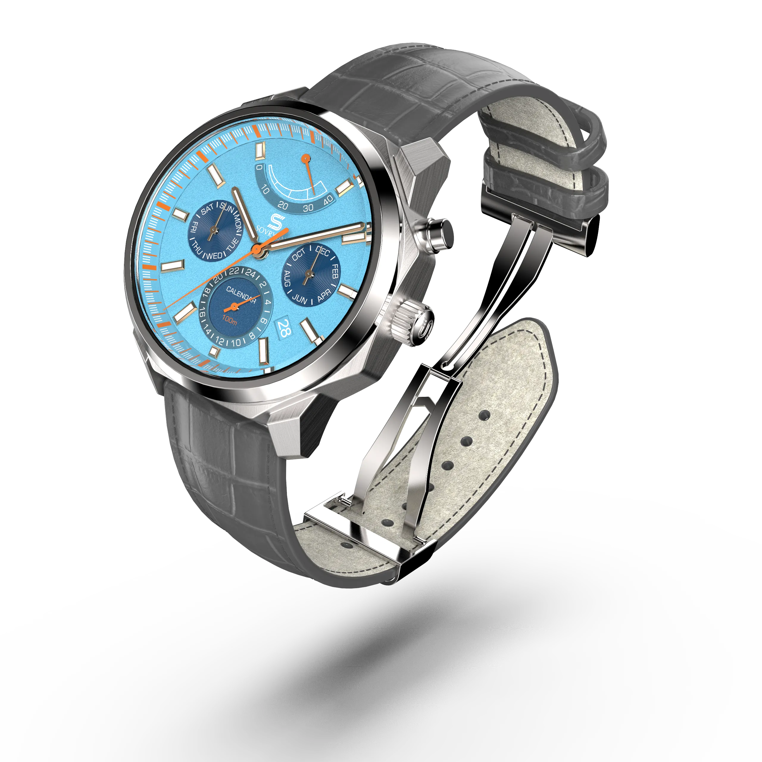 SOVRYGN Calendar Steel - Aqua Blue Watch