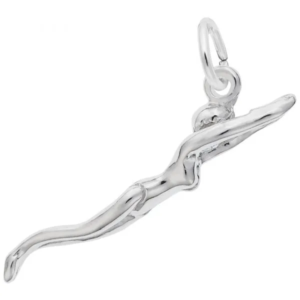 Sterling Silver Diving Female Swimmer Charm