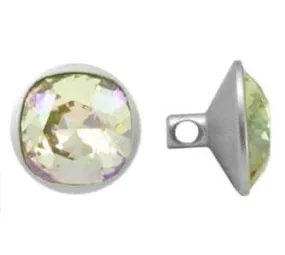 Swarovski 10mm (1811) Round Button - Luminous Green Silver