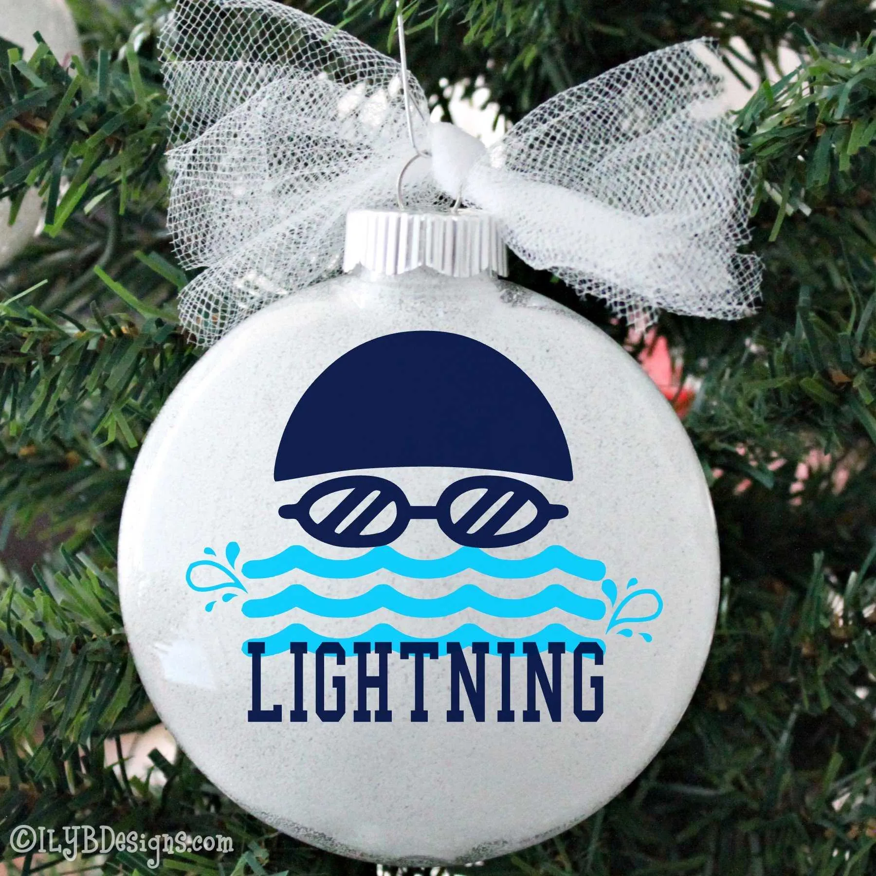 Swimming Christmas Ornament | Swim Team Sports Ornament | Personalized Glitter