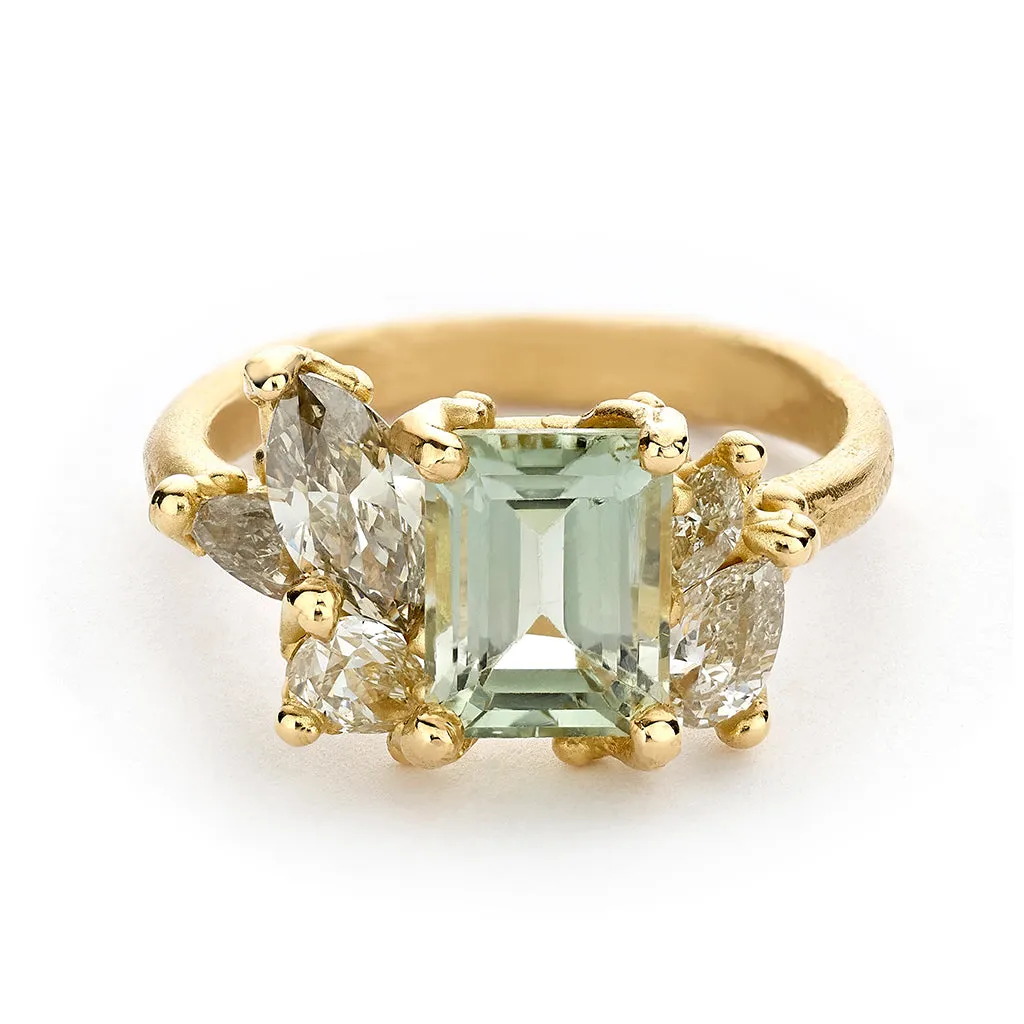 Tourmaline and Diamond Luminous Cluster Ring