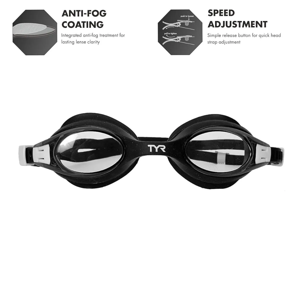 TYR Corrective Optical -2.50 Swimming Goggles | Smoke